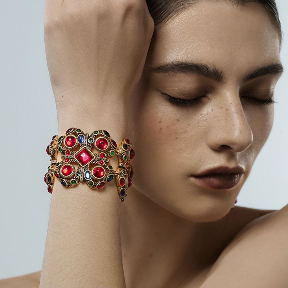 Vintage Scarlet Charm Cuff Bracelet