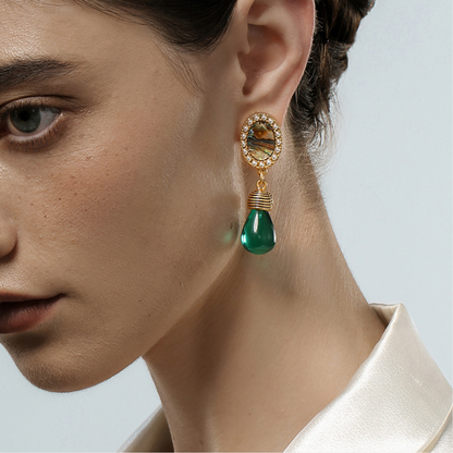 Vintage Emerald Glow Drop Earrings