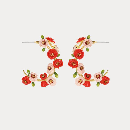 Corn Poppy Hoop Earring