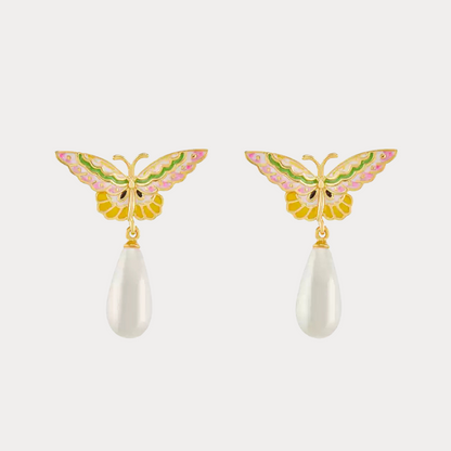 Butterfly Pearl Drop Earrings