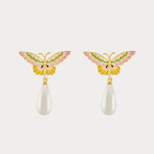 Butterfly Pearl Drop Earrings