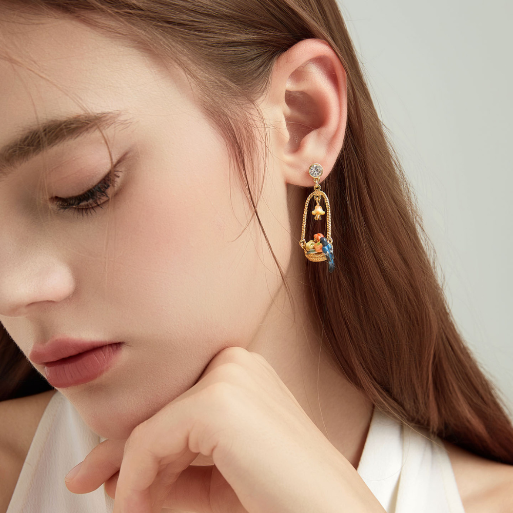 Persimmon Magpie Hoop Earrings