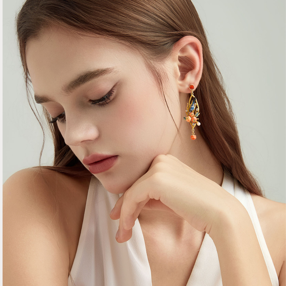 Persimmon Magpie Earrings