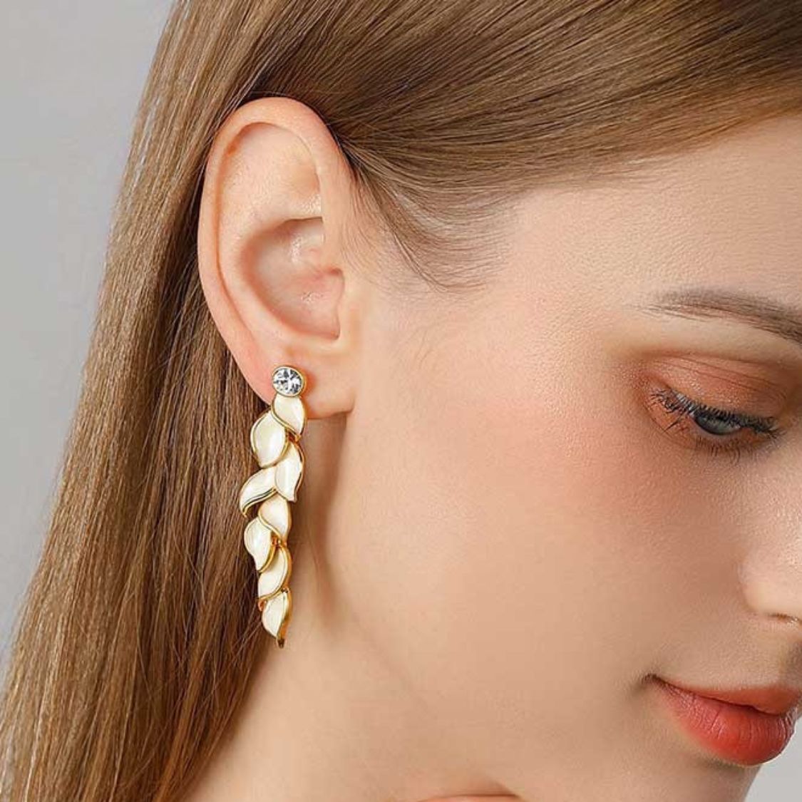 Golden Leaf Drop Earrings