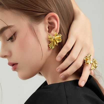 Gold Ginkgo Leaf Earrings