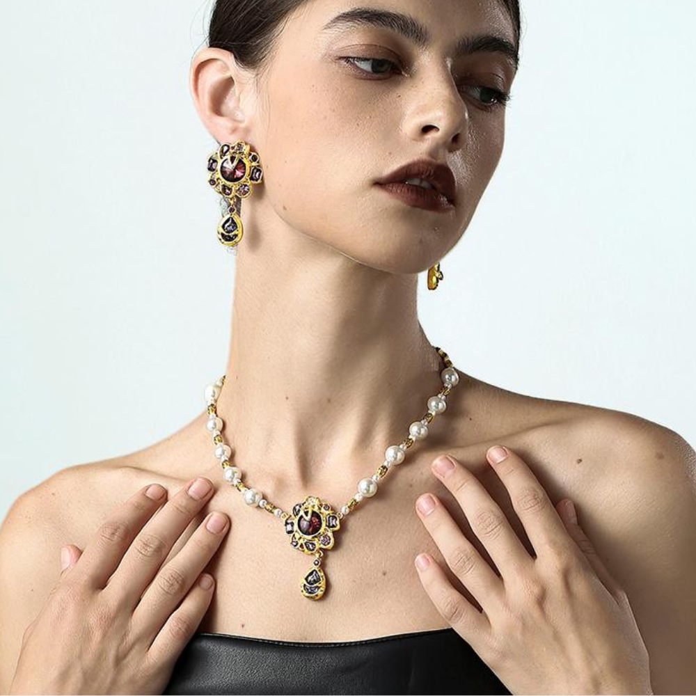 Vintage Pearl Gem Necklace