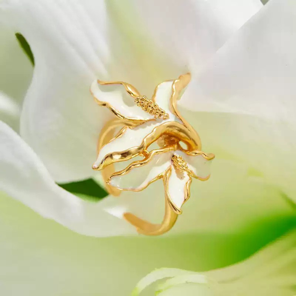 Golden Calla Lily Ring