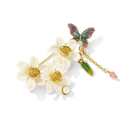 Daffodils & Butterfly Brooch