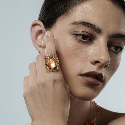 Vintage Lustrous Glazed Orb Ring