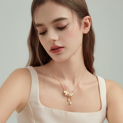 White Iris Flower Necklace