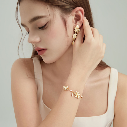 White Iris Flower Bracelet