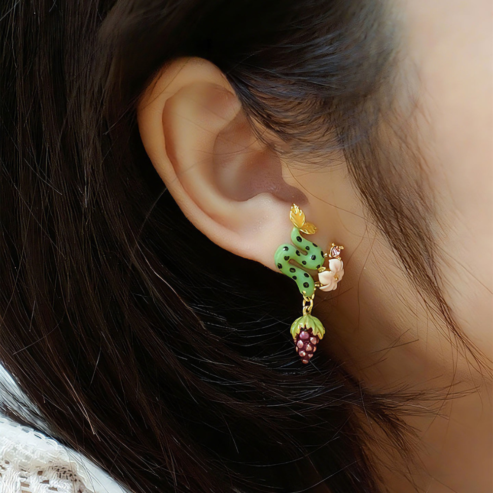 Snake and Grape Vine Earrings