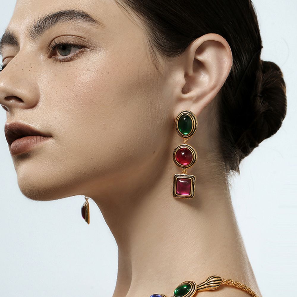 Vintage Scarlet Dangle Earrings