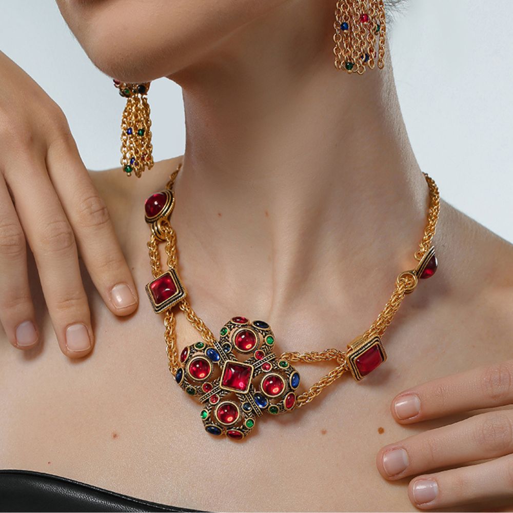 Vintage Scarlet Charm Necklace