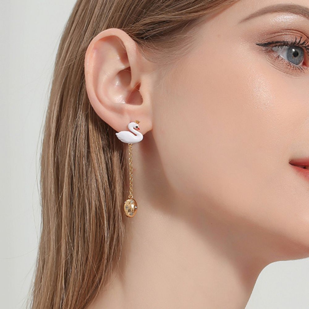 Swan Drop Earrings