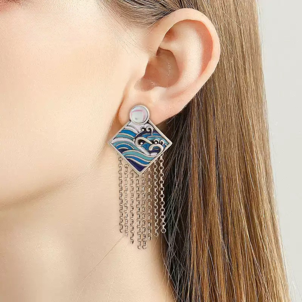 Moonlit Ocean Tassel Earrings