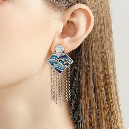 Moonlit Ocean Tassel Earrings