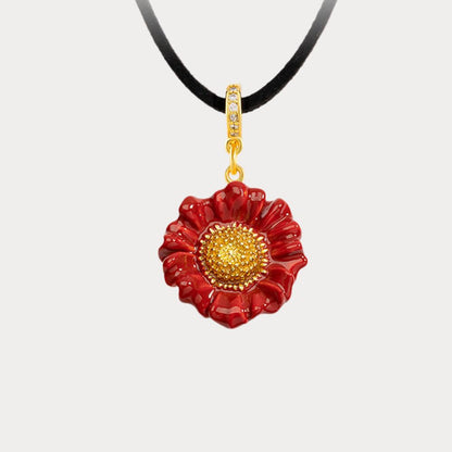 Red Daisy Pendant Choker