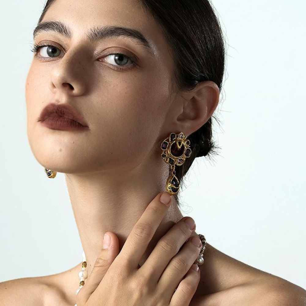 Vintage Royal Garnet Earrings