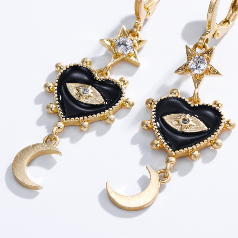 Star & Moon Evil Eye Earrings