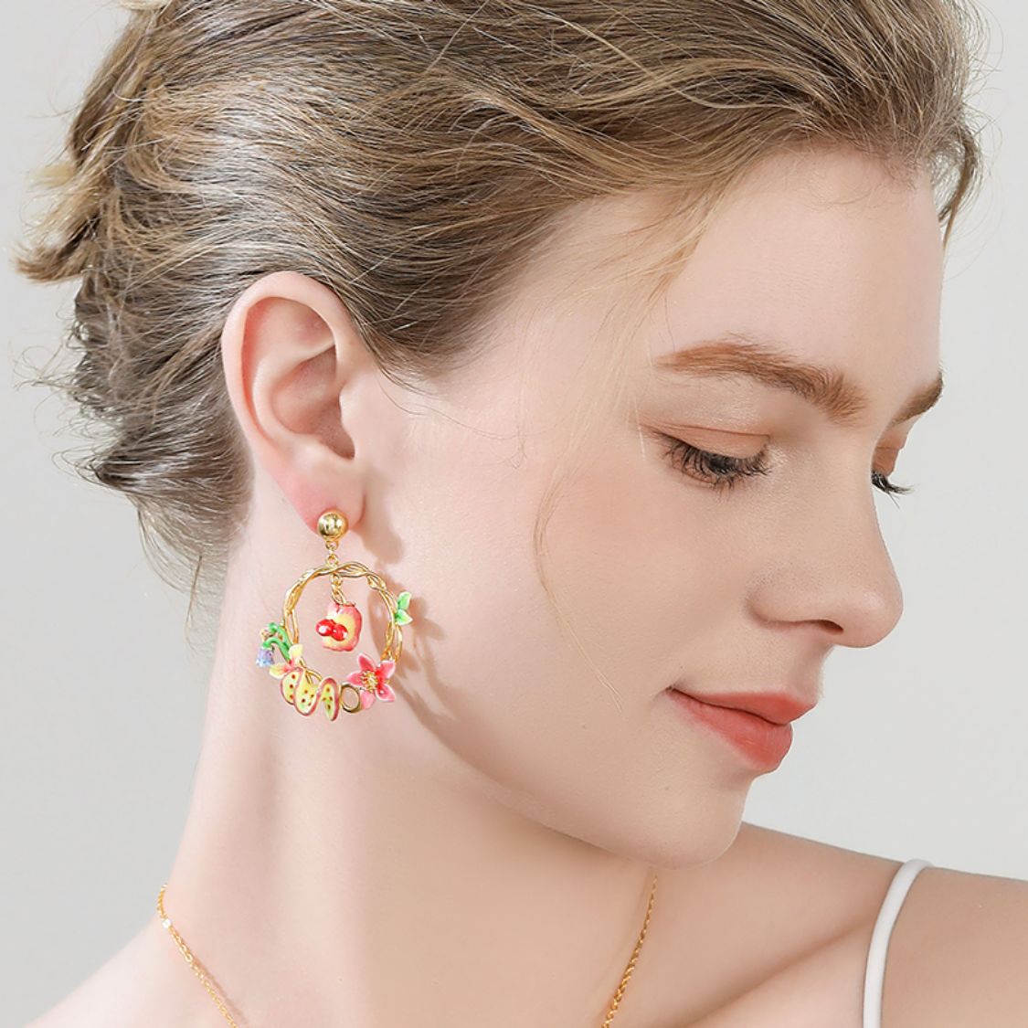 Tropical Blossom Hoop Earrings