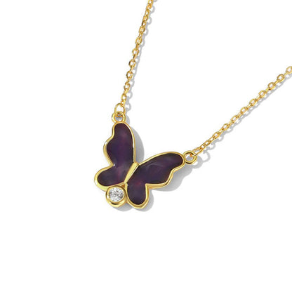 Thermochromic Butterfly Enamel Necklace