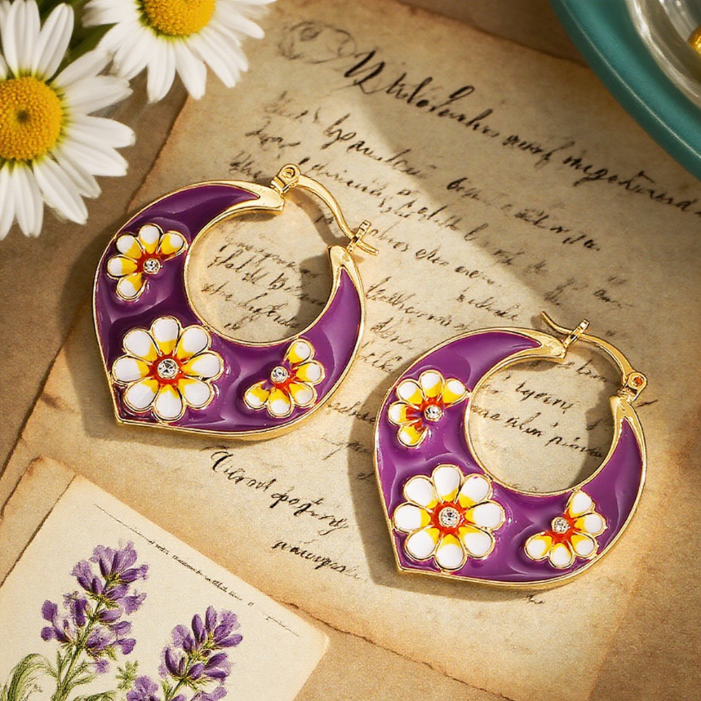 Daisy Crescent Earrings