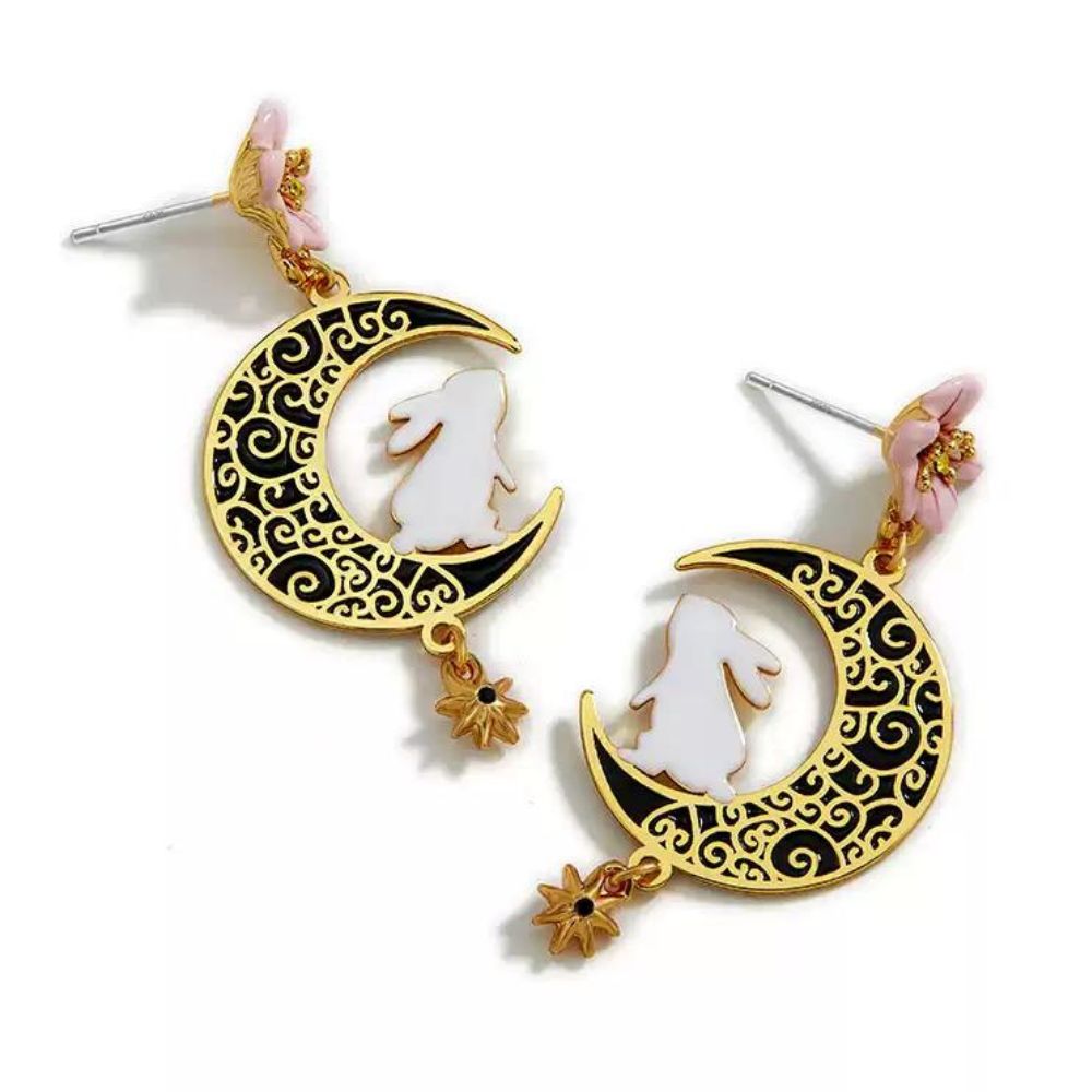 Rabbit & Moon Earring