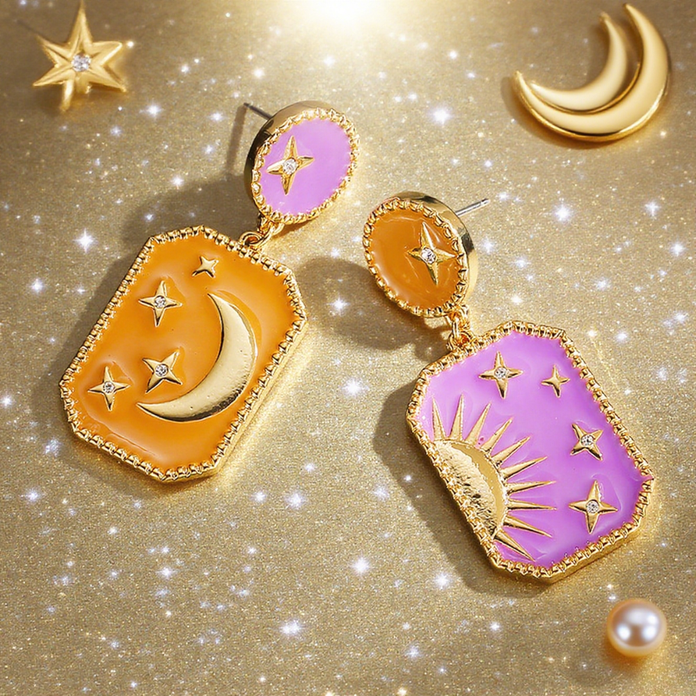 Moon Star Drop Earrings