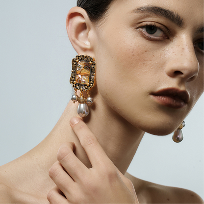 Vintage Iridescent Glow Stud Earrings