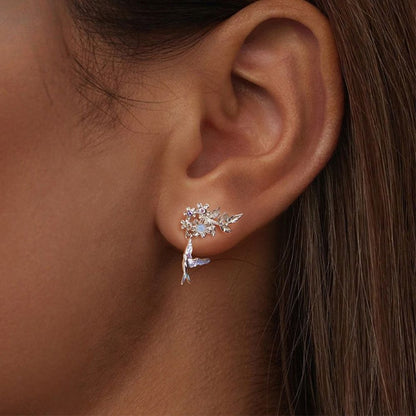 Purple Blossom Bird Earrings
