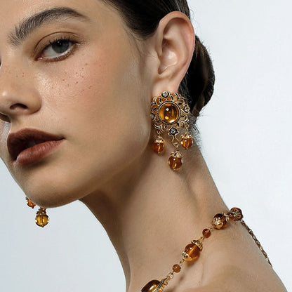 Vintage Amber Glow Earrings