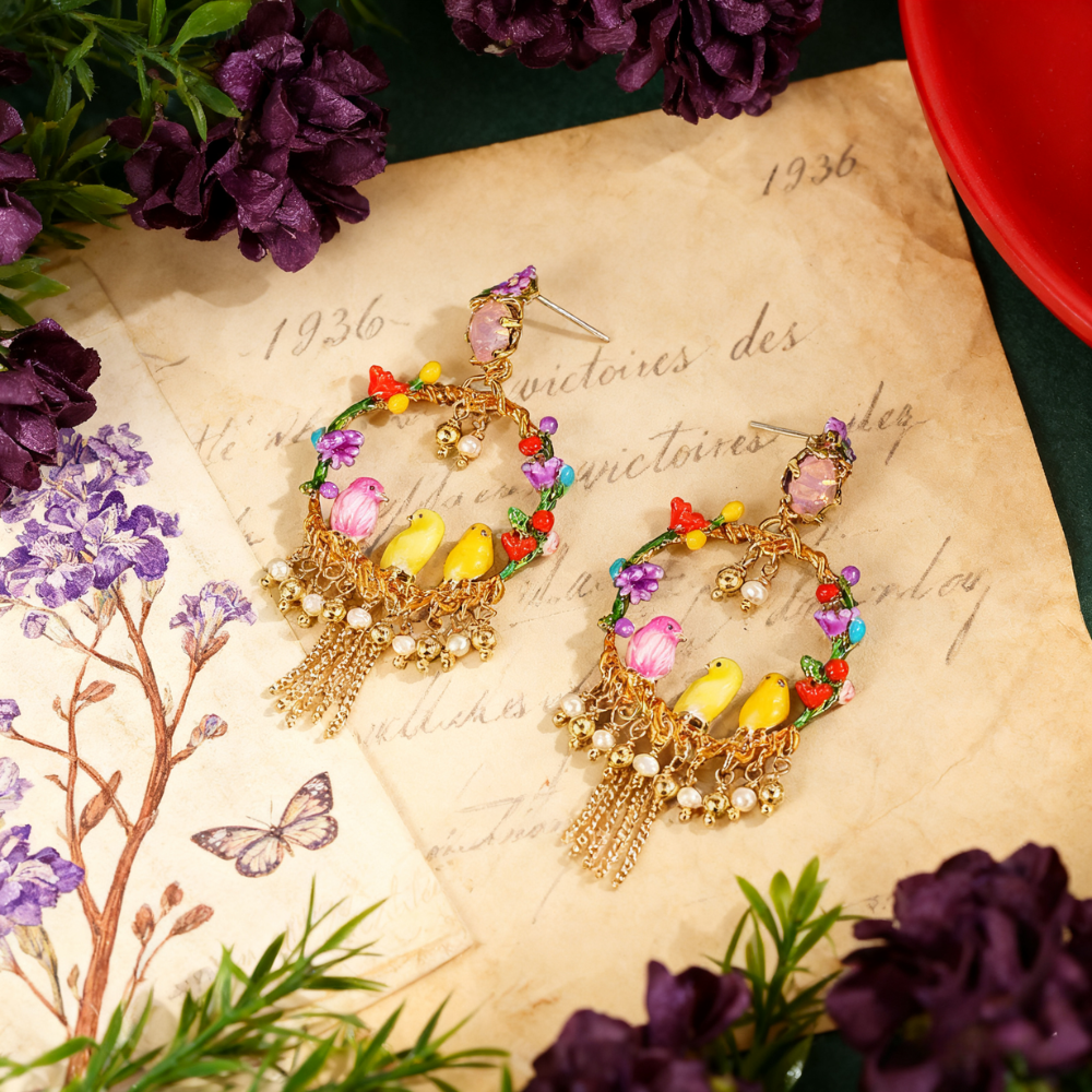 Birds Hoop Earrings