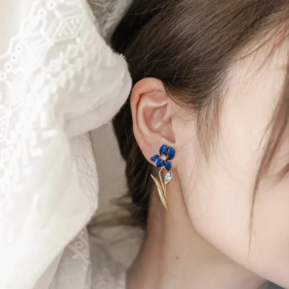 Iris Flower Mismatched Earrings