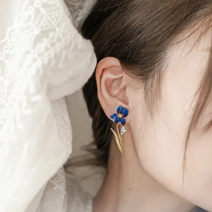 Iris Flower Mismatched Earrings