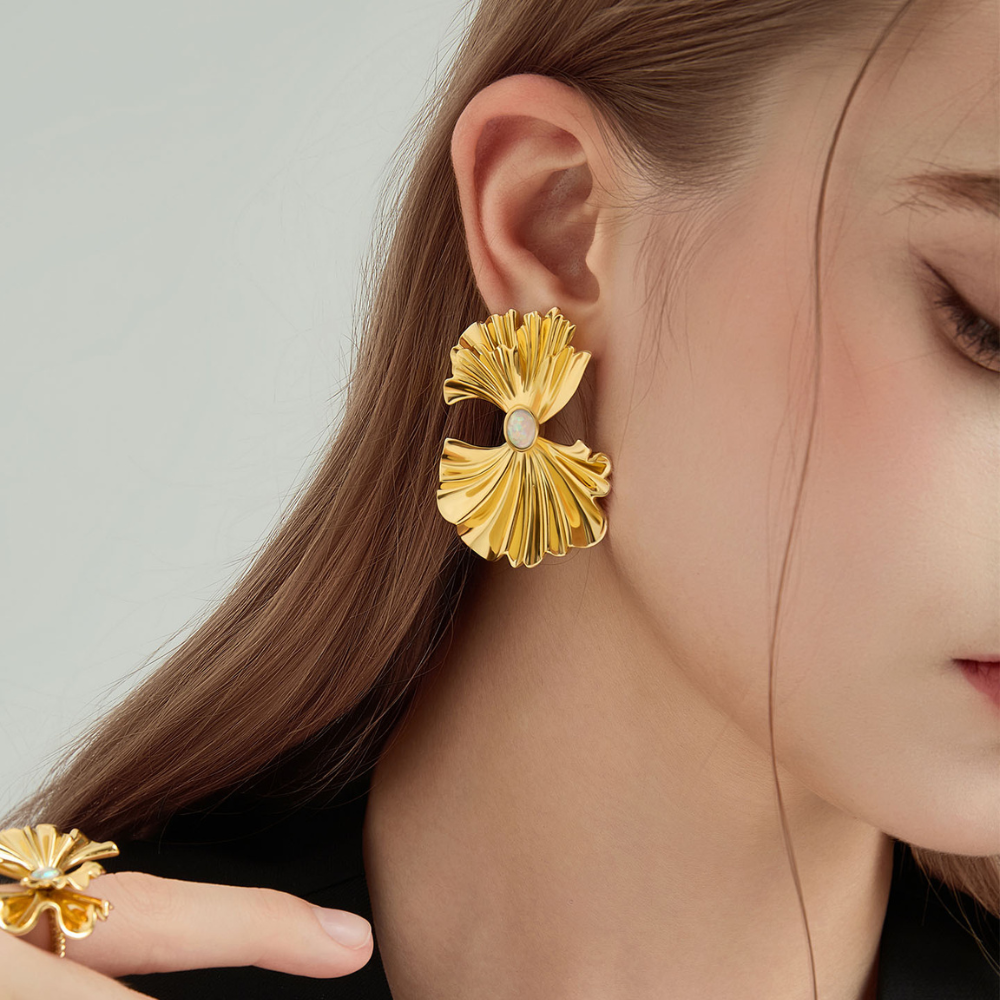 Gold Ginkgo Leaf Earrings