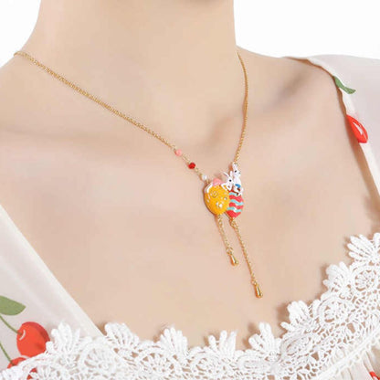 Bunny Couple Hot Air Balloon Necklace