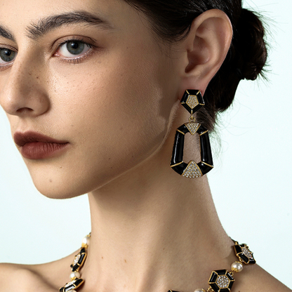 Vintage Noir Geometric Hoop Earrings