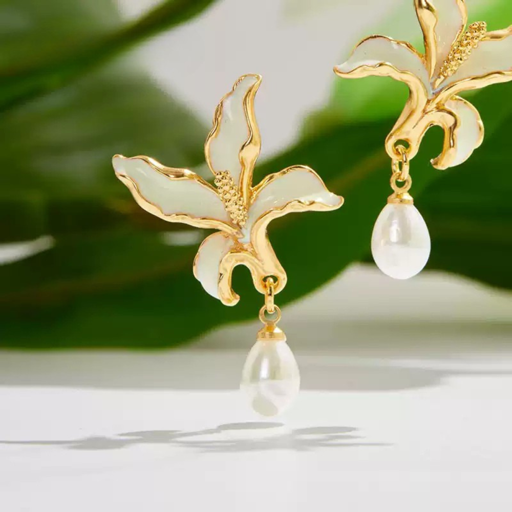 Golden Calla Lily Earrings