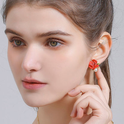 Red Rose Earrings