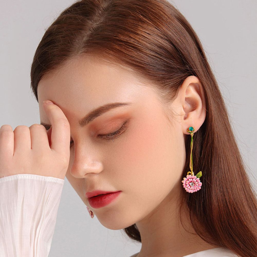 Pink Peony Earrings