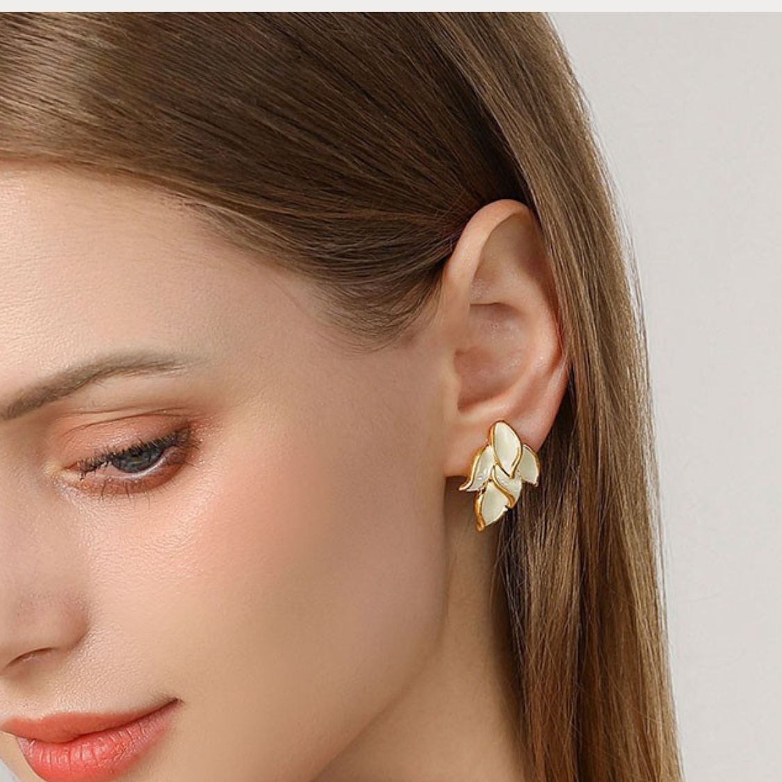 Golden Leaf Stud Earrings