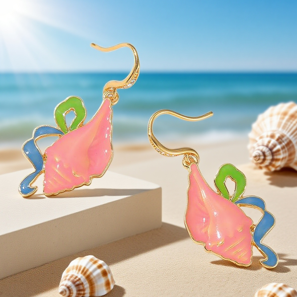 Pink Conch Shell Earrings