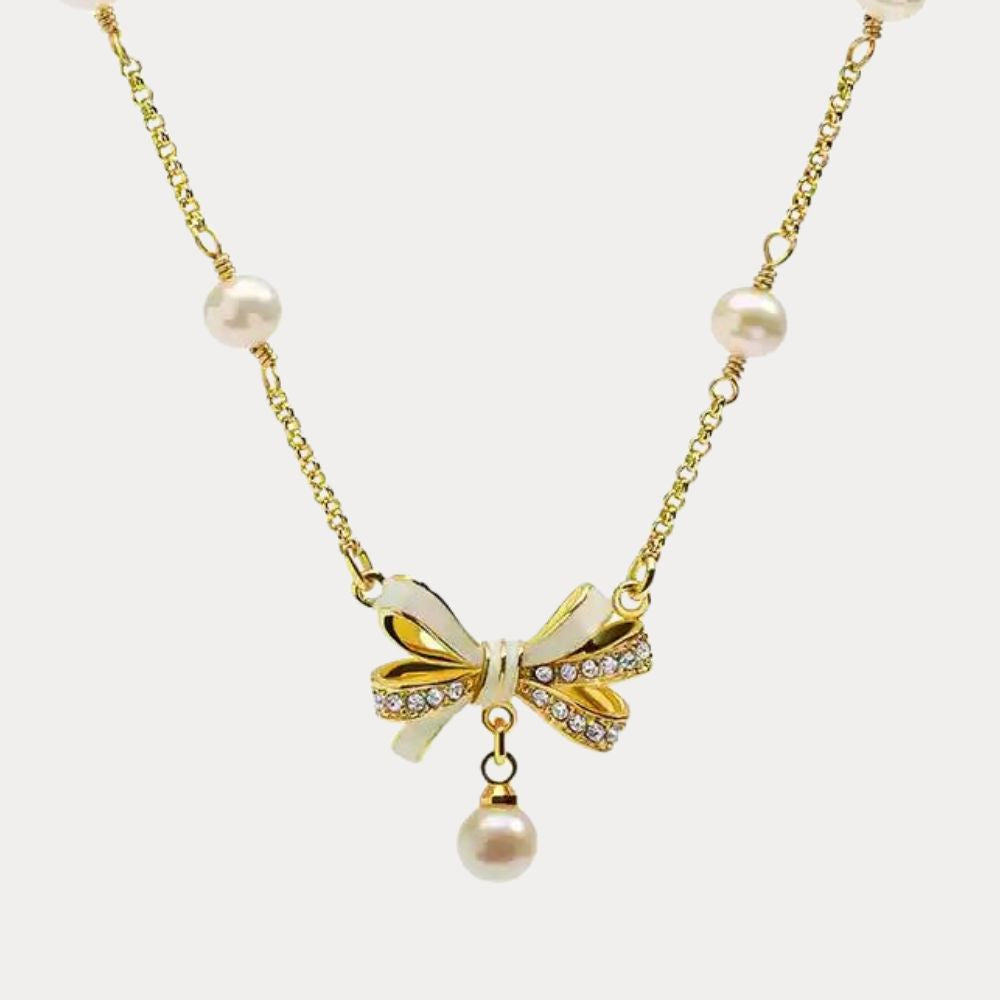 Butterfly Knot Pearl Necklace