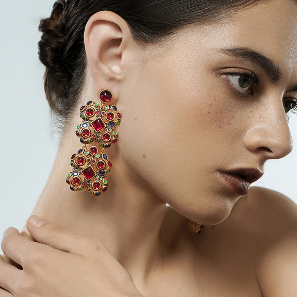 Vintage Scarlet Drop Earrings