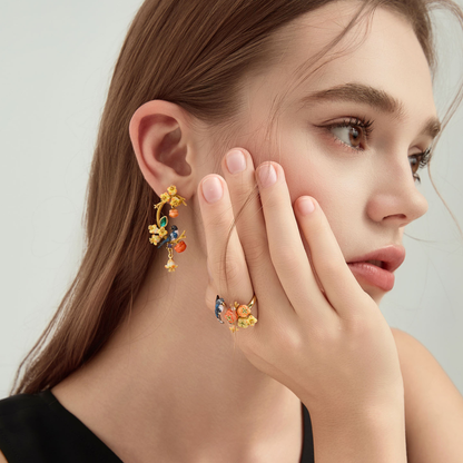 Persimmon Magpie Hoop Earrings