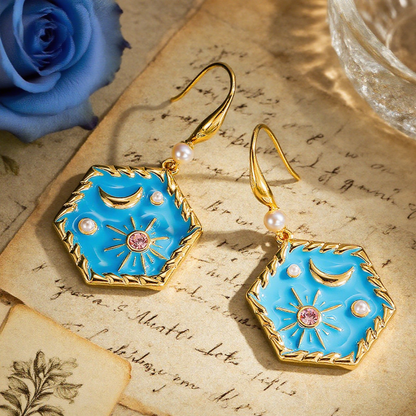 Moon Star Drop Earrings
