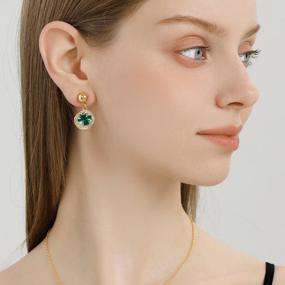 Four-Leaf Clover Coin Huggie Earrings