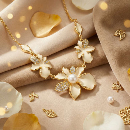 White Iris Flower Necklace