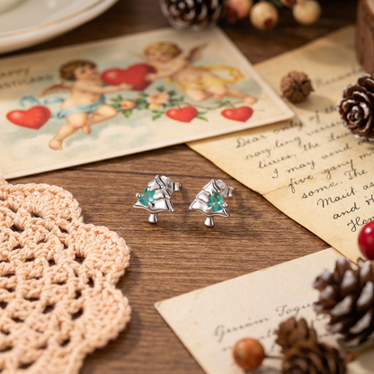 Silver Christmas Tree Stud Earrings